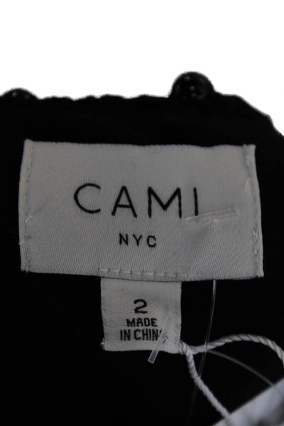 Cami NYC Women Bodysuit One-Shoulder Sleeveless Black Cotton Size 2
