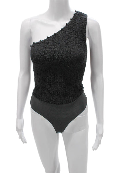 Cami NYC Womens One Shoulder Sleeveless Organic Cotton One Piece Black Size 00