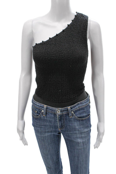 Cami NYC Womens One Shoulder Sleeveless Organic Cotton One Piece Black Size 00