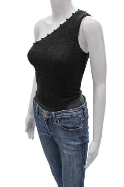 Cami NYC Womens One Shoulder Sleeveless Organic Cotton One Piece Black Size 00