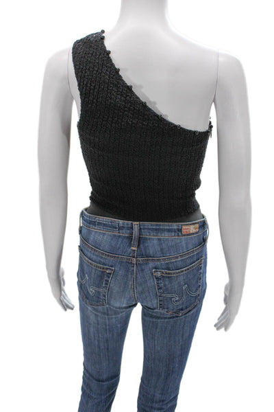 Cami NYC Womens One Shoulder Sleeveless Organic Cotton One Piece Black Size 00