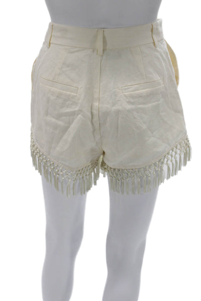 Cami NYC Women Ivory Linen Casual Shorts Button Closure Size 00