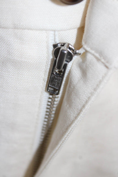 Cami NYC Women Ivory Linen Casual Shorts Button Closure Size 00