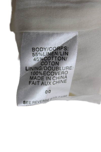 Cami NYC Women Ivory Linen Casual Shorts Button Closure Size 00