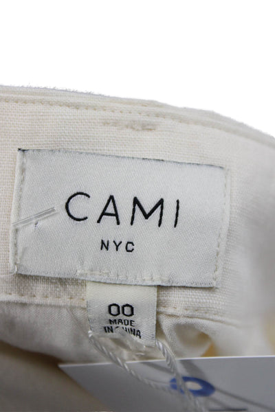 Cami NYC Women Ivory Linen Casual Shorts Button Closure Size 00