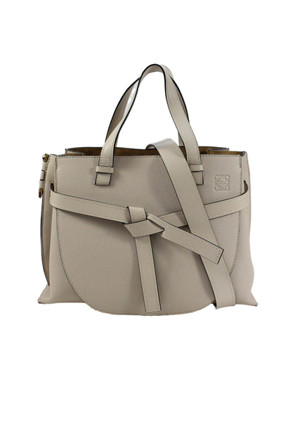 Loewe Womens Calfskin Leather Gate Top Handle Handbag Beige