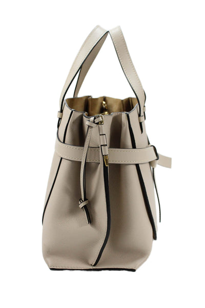 Loewe Womens Calfskin Leather Gate Top Handle Handbag Beige