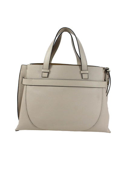 Loewe Womens Calfskin Leather Gate Top Handle Handbag Beige