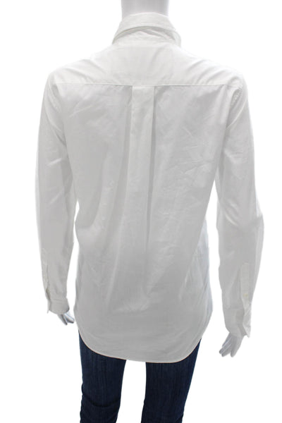 Libertine Women Long Sleeve Collared Floral Cotton Button-Up White Size S