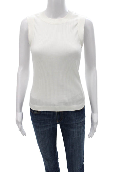 Brunello Cucinelli Womens Sleeveless Cotton Crew Neck Basic Tank White Size L