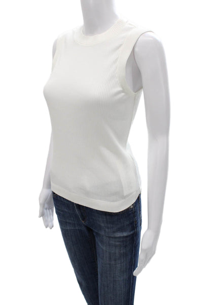 Brunello Cucinelli Womens Sleeveless Cotton Crew Neck Basic Tank White Size L