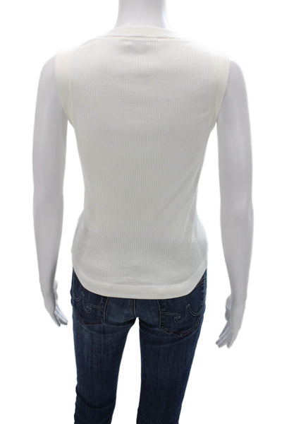 Brunello Cucinelli Womens Sleeveless Cotton Crew Neck Basic Tank White Size L