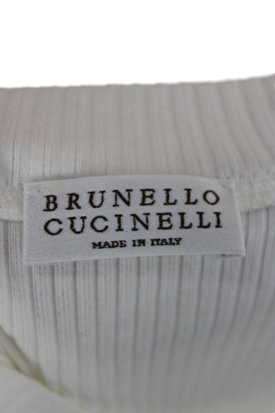 Brunello Cucinelli Womens Sleeveless Cotton Crew Neck Basic Tank White Size L