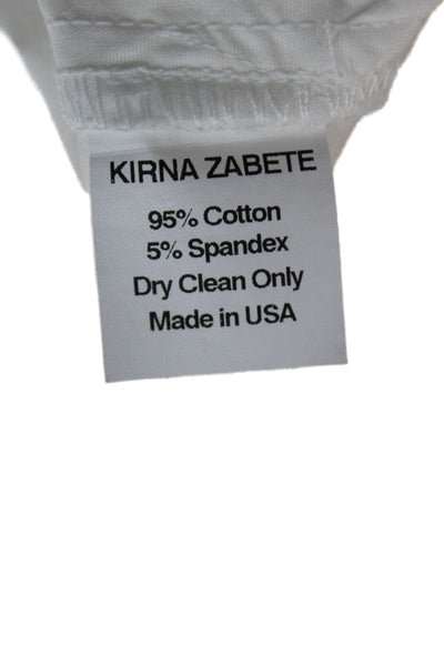 Kirna Zabete Women White Short Sleeve Shirt Dress Cotton Size M