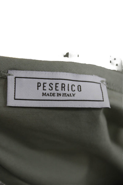 Peserico Women Shirt Dress Green Midi Short Sleeve Collared Cotton Size 42