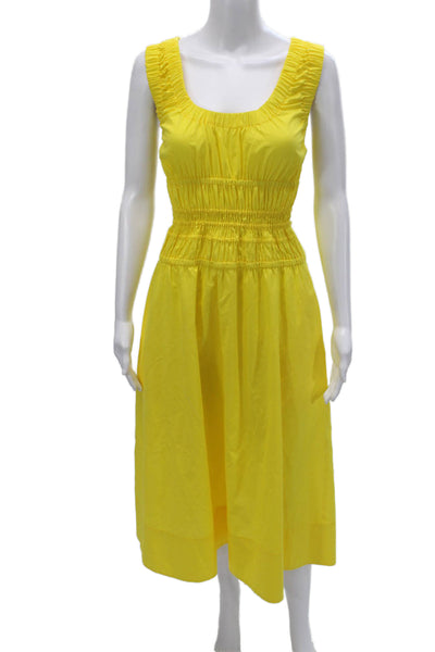 Proenza Schouler White Label Womens A-Line Yellow Scoop Neck Dress Size 6