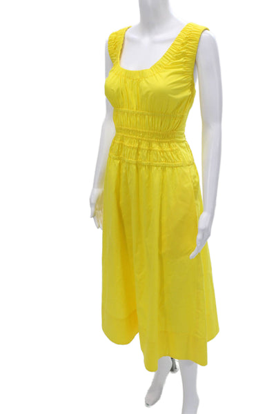Proenza Schouler White Label Womens A-Line Yellow Scoop Neck Dress Size 6