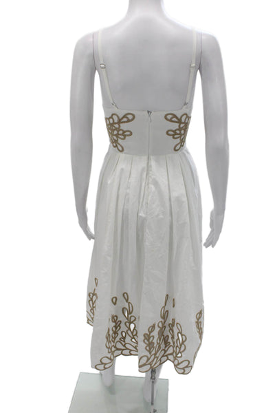 Cinq à Sept Women Fit and Flare White V Neck Dress Cotton Size 4