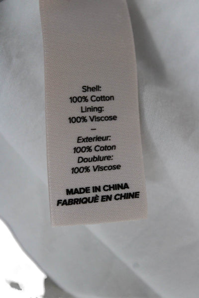 Cinq à Sept Women Fit and Flare White V Neck Dress Cotton Size 4