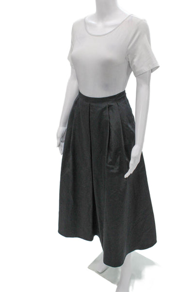 S Max Mara Womens Pleated Long Cotton Skirt Gray Zip Size 6
