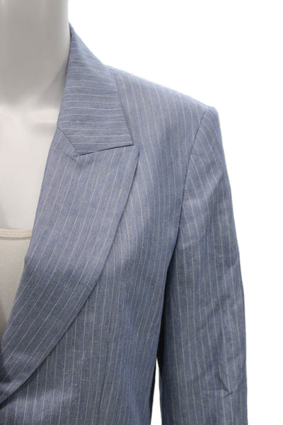 TWP Womens Blue Viscose Pinstripe Blazer Size S
