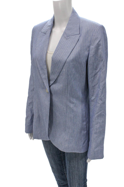 TWP Womens Blue Viscose Pinstripe Blazer Size S