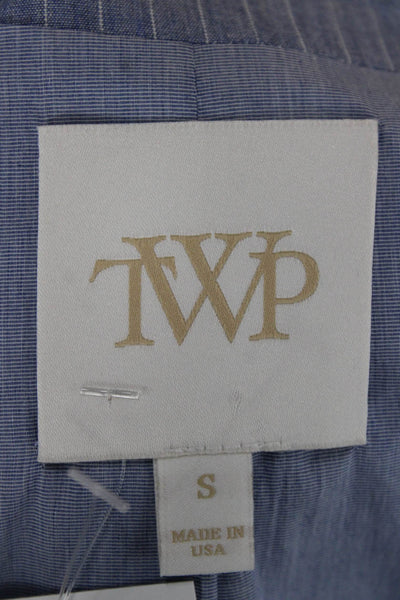 TWP Womens Blue Viscose Pinstripe Blazer Size S