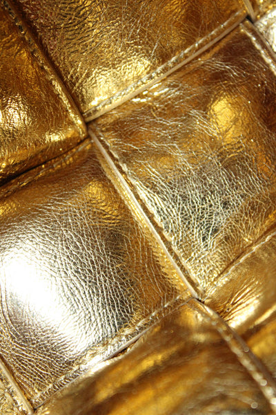 Bottega Veneta Womens Intrecciato Weave Cassette Gold Metallic Handbag