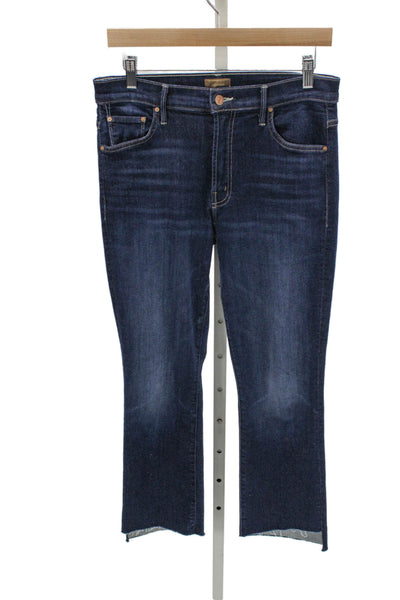Mother Womens Cropped High Rise Blue Cotton Jeans Button Fly Size 29