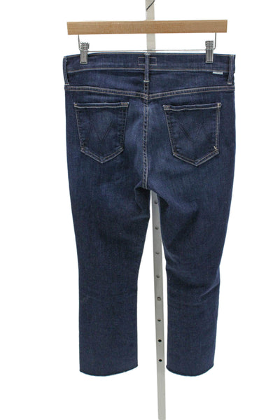 Mother Womens Cropped High Rise Blue Cotton Jeans Button Fly Size 29
