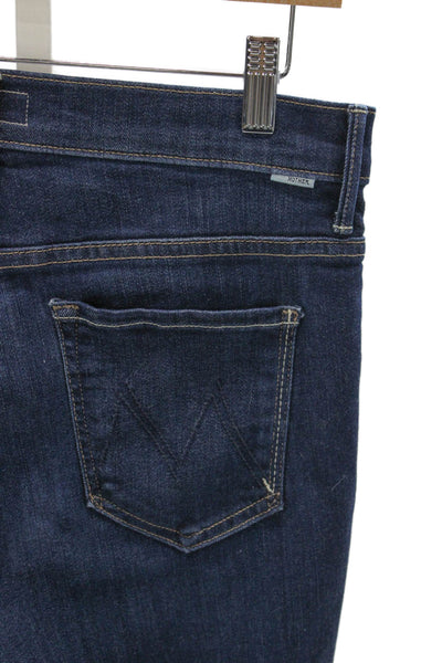 Mother Womens Cropped High Rise Blue Cotton Jeans Button Fly Size 29