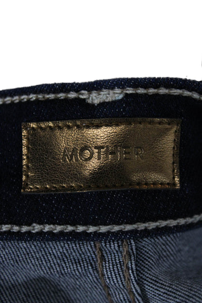 Mother Womens Cropped High Rise Blue Cotton Jeans Button Fly Size 29