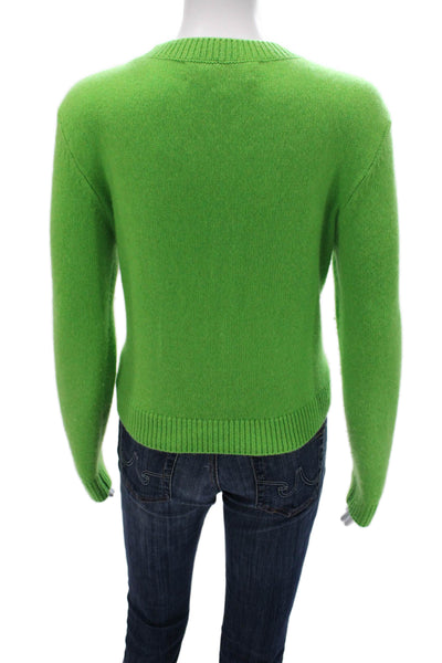 The Elder Statesman Women Cashmere Sweater Crewneck Long Sleeve Green Size S