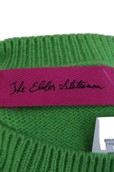 The Elder Statesman Women Cashmere Sweater Crewneck Long Sleeve Green Size S