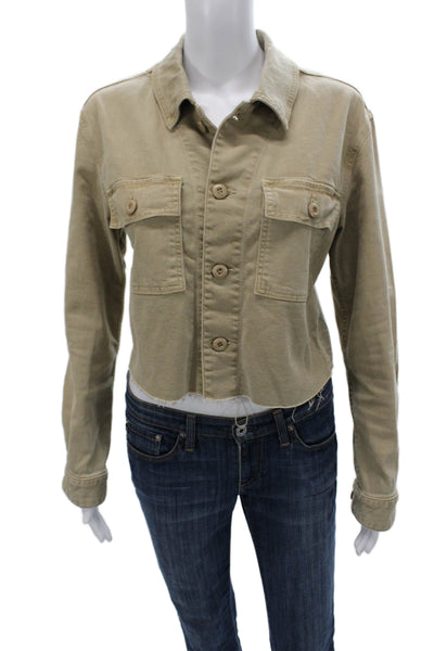 Amo Women Military Jacket Beige Button Long Sleeve Size XS