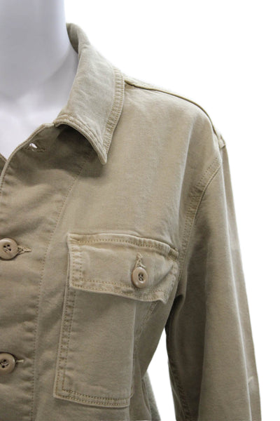 Amo Women Military Jacket Beige Button Long Sleeve Size XS