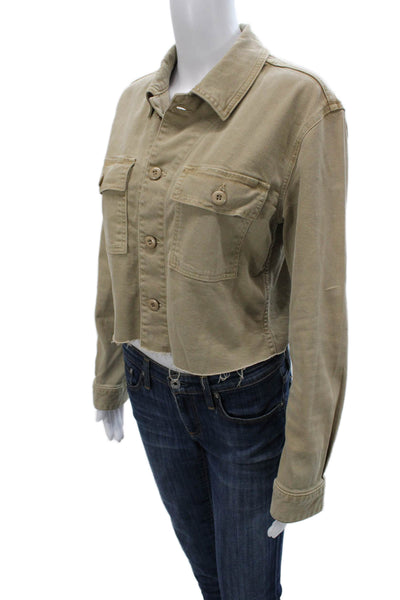 Amo Women Military Jacket Beige Button Long Sleeve Size XS