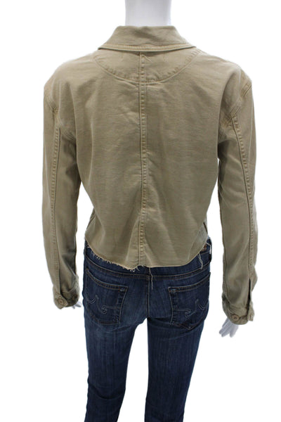 Amo Women Military Jacket Beige Button Long Sleeve Size XS