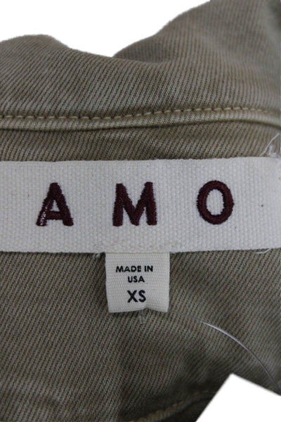 Amo Women Military Jacket Beige Button Long Sleeve Size XS