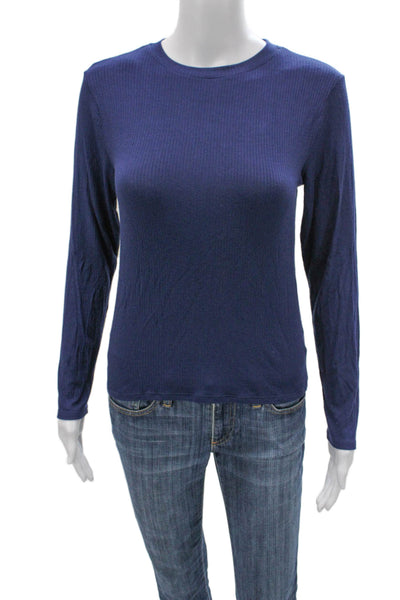 Kirna Zabete Womens Blue Basic Crew Neck Long Sleeve T-Shirt Size M