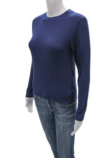 Kirna Zabete Womens Blue Basic Crew Neck Long Sleeve T-Shirt Size M