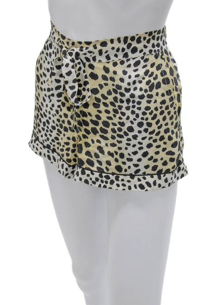 Equipment Femme Womens Paperbag Silk Animal Print Shorts Beige Size XS