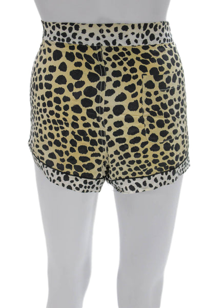 Equipment Femme Womens Paperbag Silk Animal Print Shorts Beige Size XS