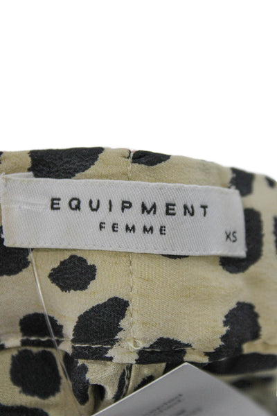 Equipment Femme Womens Paperbag Silk Animal Print Shorts Beige Size XS