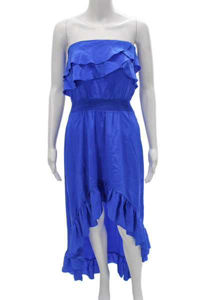 Jay Godfrey Womens Strapless Silk Maxi Dress Blue Pullover Sleeveless Size 4