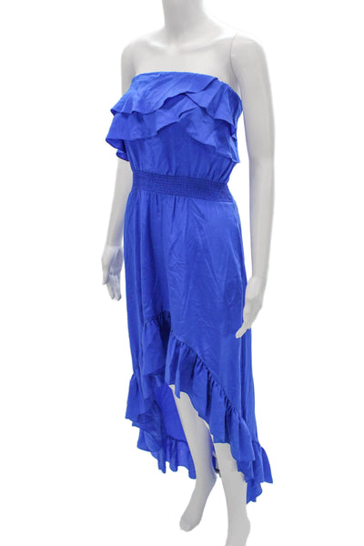 Jay Godfrey Womens Strapless Silk Maxi Dress Blue Pullover Sleeveless Size 4