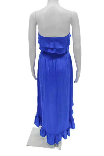 Jay Godfrey Womens Strapless Silk Maxi Dress Blue Pullover Sleeveless Size 4