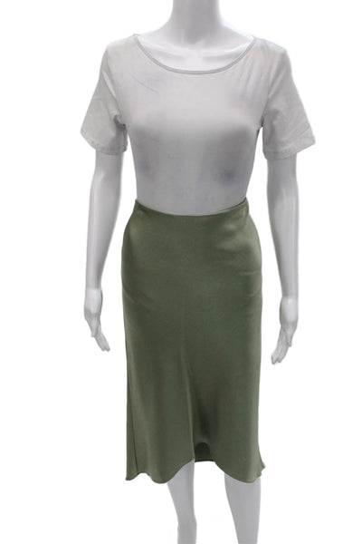 Alice + Olivia Womens A-Line Midi Skirt Green Triacetate Zip Size 4