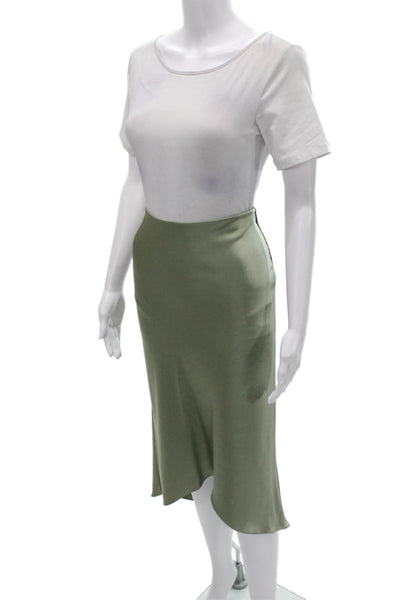 Alice + Olivia Womens A-Line Midi Skirt Green Triacetate Zip Size 4