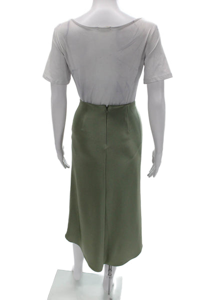 Alice + Olivia Womens A-Line Midi Skirt Green Triacetate Zip Size 4